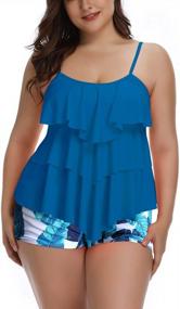 img 3 attached to Flattering B2Prity Plus Size Tankini Swimsuit Set With Tummy Control, Ruffled Flounce Top, And Shorts - Perfect For Stylish Swimwear