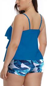 img 1 attached to Flattering B2Prity Plus Size Tankini Swimsuit Set With Tummy Control, Ruffled Flounce Top, And Shorts - Perfect For Stylish Swimwear