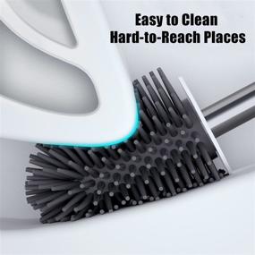 img 1 attached to 🚽 Eyliden Toilet Brush and Holder: Efficient Silicone Bristles Bowl Cleaner with Free Installation Wall Hook - Complete Bathroom Cleaning Kit (White)