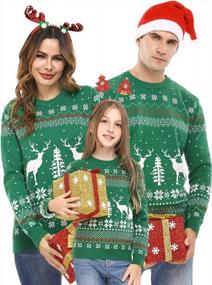 img 4 attached to Ugly Christmas Reindeer Snowflakes Sweater Pullover For The Whole Family - Aiboria Matching Collection