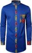 lucmatton men's stylish african pattern patchwork design long sleeve nehru collar elongated dashiki shirt logo