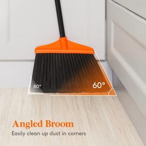 img 1 attached to Extended Handle Outdoor Broom For Heavy Duty Cleaning - Household Angle Brooms Ideal For Indoor, Patio, Garage, Deck, Lobby, And Courtyard Sweeping In Orange By Lifewit