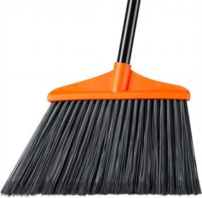img 4 attached to Extended Handle Outdoor Broom For Heavy Duty Cleaning - Household Angle Brooms Ideal For Indoor, Patio, Garage, Deck, Lobby, And Courtyard Sweeping In Orange By Lifewit