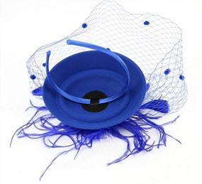 img 2 attached to ACTLATI Fascinator Hat For Women 20S 50S Mesh Pillbox Hat Feathers Hair Clip Headband Tea Party Wedding Headwear