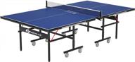professional 9'x5' foldable table tennis table by goplus with quick clamp net & post set, easy assembly, and all-weather performance - ideal for indoor/outdoor use as single or double player mode logo