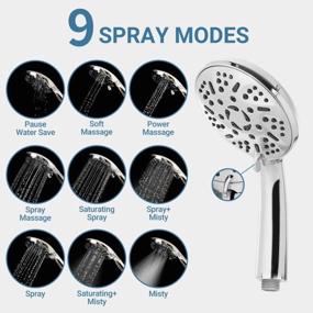 img 2 attached to COSYLAND 10'' High Pressure Rainfall Shower Head Combo With 11'' Extension Arm & 79" Hose - 9 Settings Handheld Stainless Steel Dual Heads, Chrome