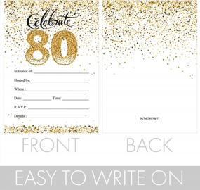 img 2 attached to Golden Celebration: 10 White And Gold 80Th Birthday Party Invitations With Envelopes By DISTINCTIVS
