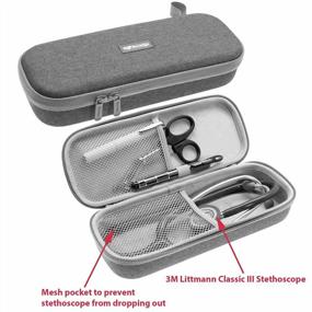 img 2 attached to Grey Semi-Hard Carry Case For Stethoscope And Accessories - Compatible With 3M Littmann And Other Brands, By ButterFox