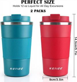 img 3 attached to Insulated Travel Mug 12Oz, 2PCS Travel Coffee Mug Spill Proof With Seal Lid, Reusable Coffee Mug To Go, Thermo Coffee Tumbler, Double Wall Vacuum Stainless Steel Coffee Cups For Hot/Ice Coffee Tea