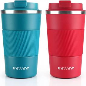 img 4 attached to Insulated Travel Mug 12Oz, 2PCS Travel Coffee Mug Spill Proof With Seal Lid, Reusable Coffee Mug To Go, Thermo Coffee Tumbler, Double Wall Vacuum Stainless Steel Coffee Cups For Hot/Ice Coffee Tea