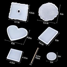 img 3 attached to 6-Piece Silicone Resin Coaster Molds Set For Home Decor, Gifts And More - Includes Square, Rectangle, Heart, Round, Irregular And Geode Shapes