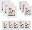 white picture frame set 11 pack - 8x10 in, 6x8 in, 5x7 in collage photo frames with wall template & hanging hardware logo