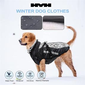 img 2 attached to 🐶 HYH Thick Waterproof Dog Jacket with Plush Collar, Adjustable D-Ring Buckle Strap and Elastic Cord, Reflective Coat for Medium to Large Dogs in Cold Weather