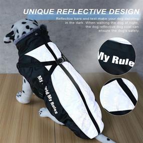 img 1 attached to 🐶 HYH Thick Waterproof Dog Jacket with Plush Collar, Adjustable D-Ring Buckle Strap and Elastic Cord, Reflective Coat for Medium to Large Dogs in Cold Weather