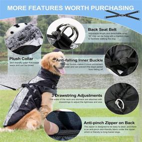 img 3 attached to 🐶 HYH Thick Waterproof Dog Jacket with Plush Collar, Adjustable D-Ring Buckle Strap and Elastic Cord, Reflective Coat for Medium to Large Dogs in Cold Weather