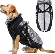 🐶 hyh thick waterproof dog jacket with plush collar, adjustable d-ring buckle strap and elastic cord, reflective coat for medium to large dogs in cold weather логотип