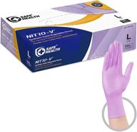 safe health nitro-v disposable gloves: latex-powder free, perfect for daily housework, violet synthetic nitile-vinyl blend logo