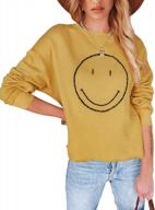 smiley graphic crewneck sweatshirt for women - long sleeve casual pullover top with happy face design логотип