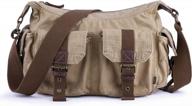 gootium messenger bag - canvas crossbody shoulder purse vintage satchel, khaki logo