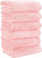 6 pack pink microfiber coral velvet hand towels - quick drying, highly absorbent, multipurpose use for hotel, bathroom, shower & spa - 16 x 28 inches (moonqueen) logo