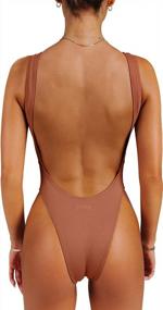 img 1 attached to Women'S One Piece Retro 80S 90S Low Back High Cut Swimsuit Sexy Bathing Suit Backless Swimwear