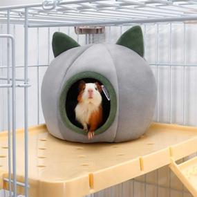 img 2 attached to Cozy Gray Cave Bed For Guinea Pigs, Hamsters, And Hedgehogs - Perfect Winter Nest For Small Animals By EONMIR