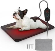 2022 upgraded outdoor pet heating pad with timer - safe cat dog heating pad with waterproof mat - adjustable warming mat with 6 temperature levels & 4 auto off timers - chew resistant (puppy) logo