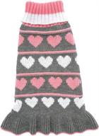 ❄️ jecikelon pet dog long sweaters dress: stylish, warm winter turtleneck pullover for small dogs - grey heart design логотип