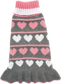 img 4 attached to ❄️ Jecikelon Pet Dog Long Sweaters Dress: Stylish, Warm Winter Turtleneck Pullover for Small Dogs - Grey Heart Design