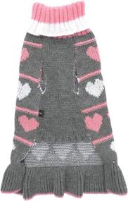 img 3 attached to ❄️ Jecikelon Pet Dog Long Sweaters Dress: Stylish, Warm Winter Turtleneck Pullover for Small Dogs - Grey Heart Design