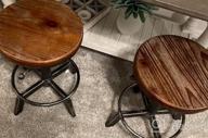 img 1 attached to Set Of 2 Industrial Farmhouse Bar Stools With Swivel - Height Adjustable 24.4-27.5Inch - Kitchen Island And Dining Stool - Great For Extra Seating With BOKKOLIK Design review by Stephanie Hammons