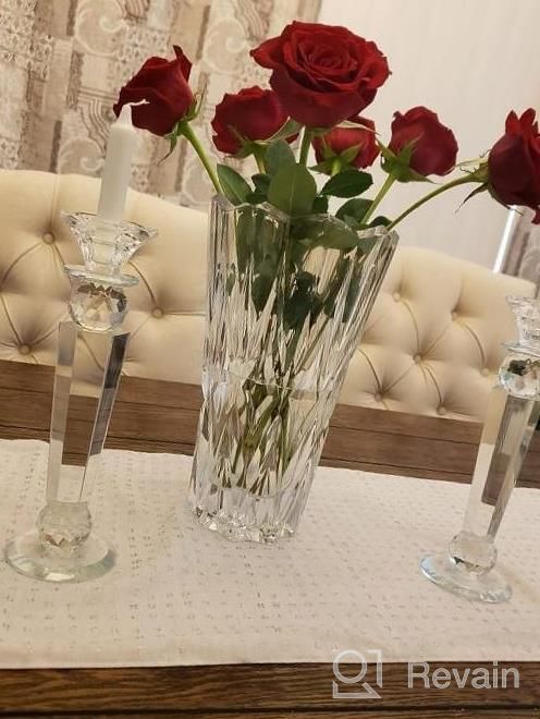 img 1 attached to Allgala Set Of 2 Crystal Glass Made Reverse Tapered Pillar And Hand Crafted Ball Candlesticks-8.5"-HD89151 review by Yvonne Mok