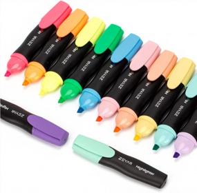 img 4 attached to ZEYAR Aesthetic Highlighter Pen, Chisel Tip Marker Pen, AP Certified, Assorted Colors, Water Based, Quick Dry, Patented Product (6 Macaron Colors & 6 Fluorescent Colors)