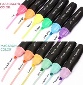 img 2 attached to ZEYAR Aesthetic Highlighter Pen, маркер с долотообразным наконечником, сертифицирован AP, разные цвета, на водной основе, быстросохнущий, запатентованный продукт (6 цветов Macaron и 6 флуоресцентных цветов)