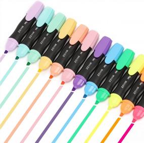 img 3 attached to ZEYAR Aesthetic Highlighter Pen, маркер с долотообразным наконечником, сертифицирован AP, разные цвета, на водной основе, быстросохнущий, запатентованный продукт (6 цветов Macaron и 6 флуоресцентных цветов)