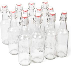 img 4 attached to Clear 16 Oz Pint Glass Grolsch Beer Bottles - 12 Pack With Airtight Swing Top/Flip Top Stoppers - Ideal For Home Brewing, Fermenting Alcohol, Kombucha Tea, Wine, And Homemade Soda Supplies