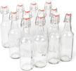clear 16 oz pint glass grolsch beer bottles - 12 pack with airtight swing top/flip top stoppers - ideal for home brewing, fermenting alcohol, kombucha tea, wine, and homemade soda supplies logo