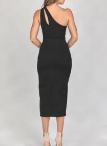 img 3 attached to One Shoulder Cutout Ruched Bodycon Dress With Sleeveless Wrap And Slit For Women'S Party Wear By Bdcoco