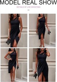 img 2 attached to One Shoulder Cutout Ruched Bodycon Dress With Sleeveless Wrap And Slit For Women'S Party Wear By Bdcoco