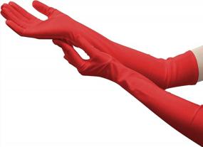 img 4 attached to Women'S 20In Elbow Length Black And Red Touchscreen Gloves For Moisturizing Hand Care