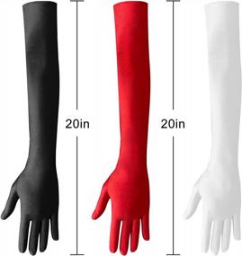 img 2 attached to Женские 20-дюймовые черные и красные перчатки с сенсорным экраном длиной до локтя для увлажняющего ухода за руками