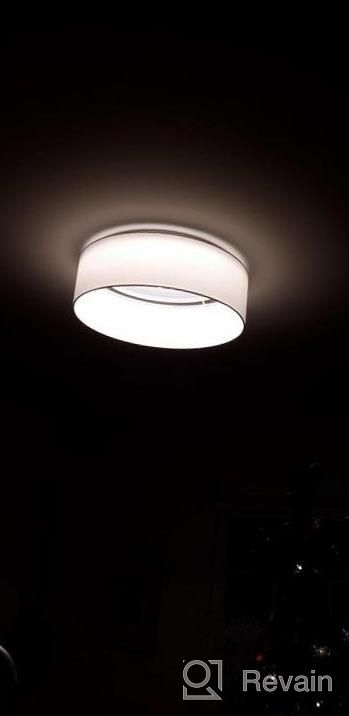img 1 attached to 💡 Navaris 15.75" White Flush Mount Ceiling Light - Drum Lamp Shade LED Fixture with Remote Control for Bedroom, Living Room, Kitchen review by David Perez