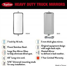 img 2 attached to Topline Products 7" X 16" Stainless Steel West Coast Truck Heated Mirror Wide Angle View Eliminates Blind Spots For Heavy Duty Trucks/Semis/Trailers