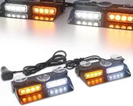 🚨 2in1 dash emergency strobe lights: interior windshield deck amber white flash lights for vehicle safety - law enforcement, trucks (2×7.16 inch, 16 led) logo