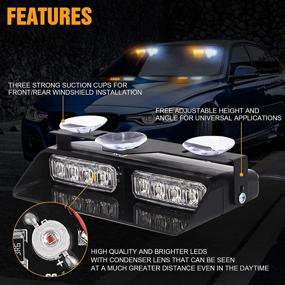 img 1 attached to 🚨 2in1 Dash Emergency Strobe Lights: Interior Windshield Deck Amber White Flash Lights for Vehicle Safety - Law Enforcement, Trucks (2×7.16 inch, 16 Led)
