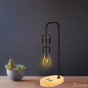 img 3 attached to Magnetic Levitating Light Bulb in Real Wood: Black Floating Desk Lamp with LED Night Lights, Luxury Wireless Charging Pad (Compatible with Apple/Android) - Perfect Christmas Gift