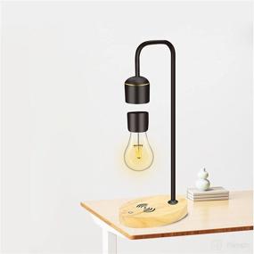 img 1 attached to Magnetic Levitating Light Bulb in Real Wood: Black Floating Desk Lamp with LED Night Lights, Luxury Wireless Charging Pad (Compatible with Apple/Android) - Perfect Christmas Gift