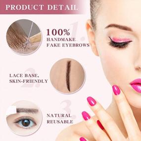 img 3 attached to Women'S Handmade False Eyebrows Human Hair Fake Eye Brows Lace Natural Makeup Vlasy One Pair (KS-W732-3#)