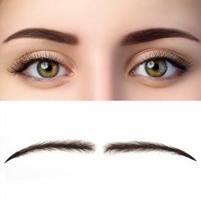 img 4 attached to Women'S Handmade False Eyebrows Human Hair Fake Eye Brows Lace Natural Makeup Vlasy One Pair (KS-W732-3#)