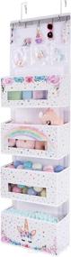 img 4 attached to 🦄 Unicorn Door Hanging Organizer - 4 Large Pockets, 3 Clear Small Pockets, 49” x 14” - Ideal Baby Storage for Toys, Towels, and Sundries in Children's Room, Bedroom, or Kitchen